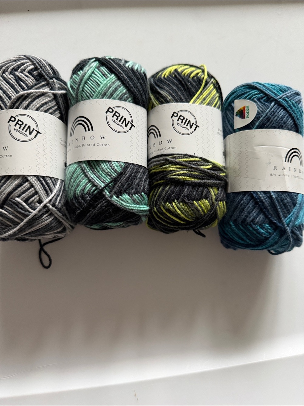 Hobbii Rainbow Cotton
Size: 1.76 oz ea
Color: assortment 
Lot of4
NWT